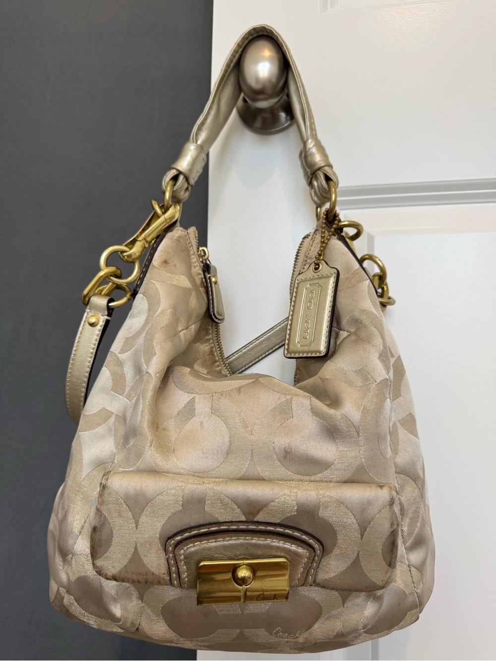Coach Vintage Kristin Signature Sateen Hobo Bag